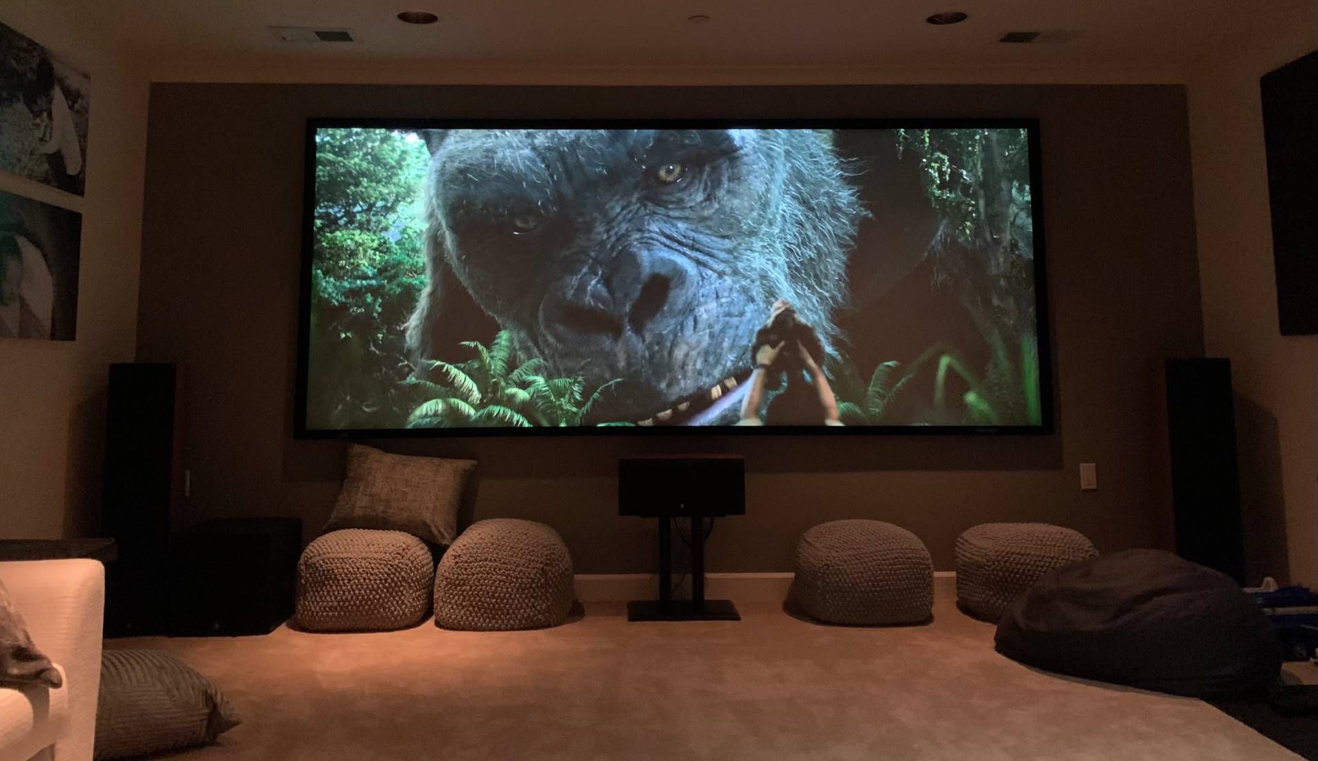 Projector screen in a home theater